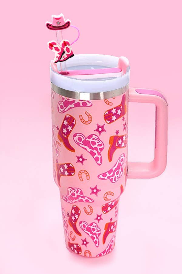 40oz CLOUD WESTERN TUMBLER STRAW COVER CAP - FLIP FLOP