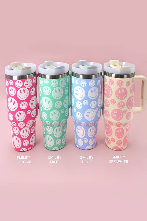 40oz STAINLESS STEEL TUMBLER SMILEY: SMILEY OFF WHITE