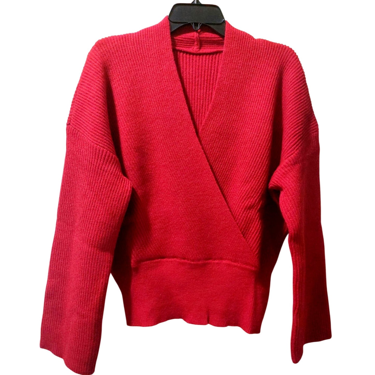 Commense Women's Red Ribbed Wrap Sweater Size XL
