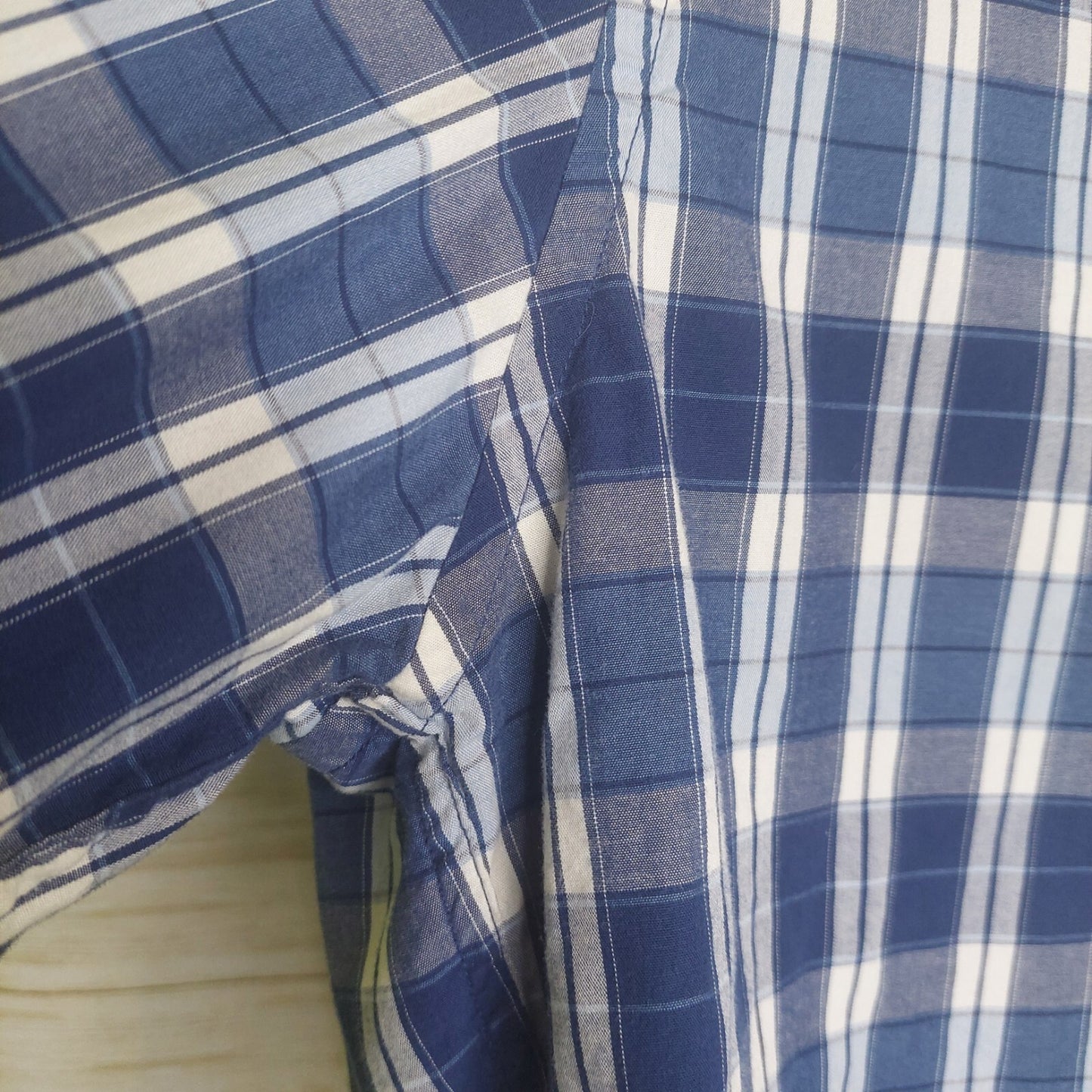 J. CREW Men's Cotton Shirt Blue/White Plaid Button Up Size XL