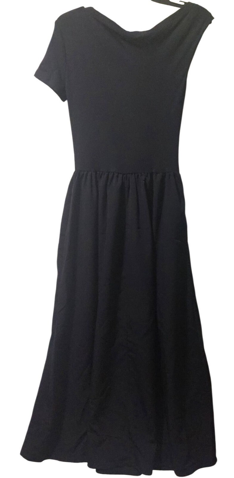 NWT Commense Women's Black Maxi Dress Short Sleeves Size Medium~Stretch Top