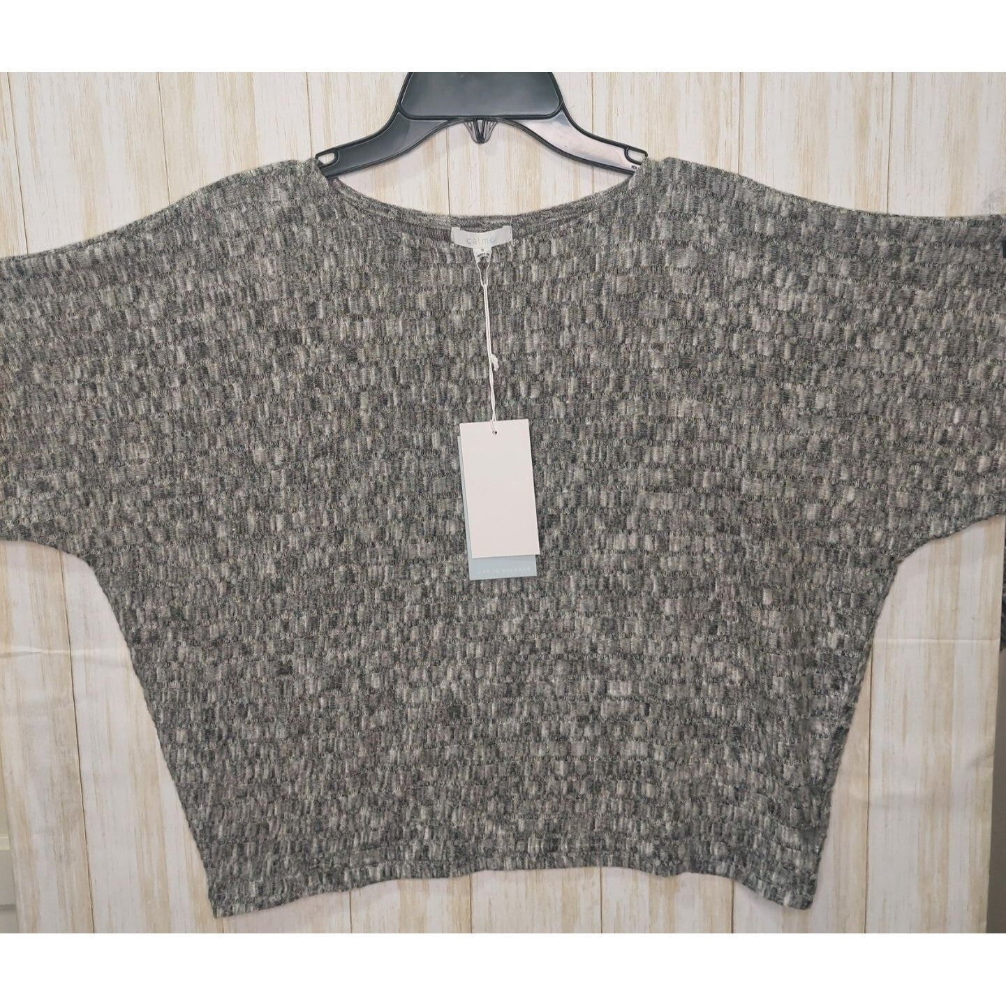 Calme By Johnny Was Womens Black Dolman Long Sleeve Knit Top Sz Small~Cozy~Soft