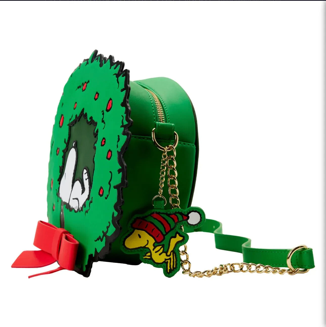 NWT Peanuts Loungefly Light-Up Snoopy Holiday Wreath Crossbody W/ Woodstock