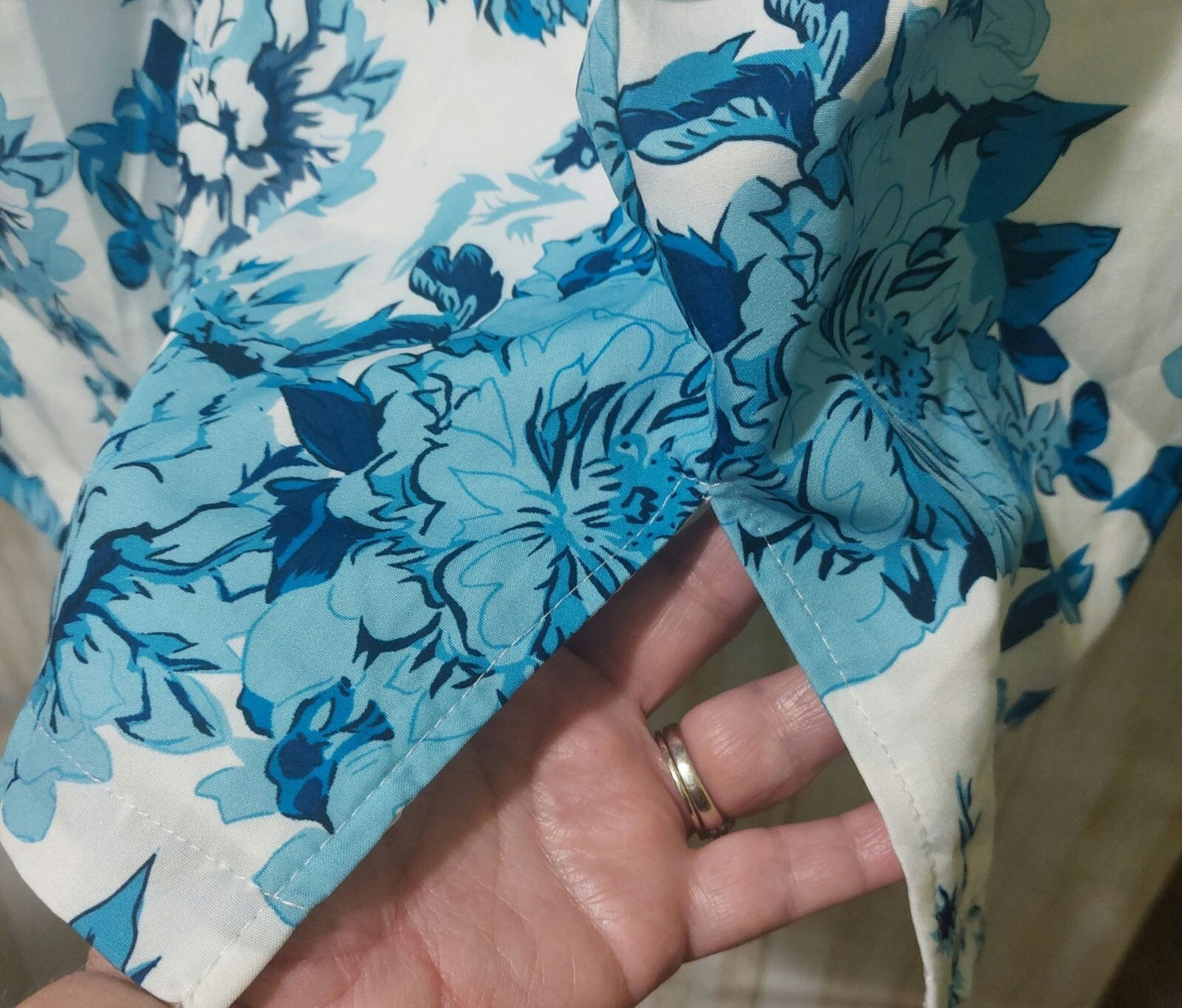 NWT Commense Women's Blue Floral Fold Over Strapless Dress XL