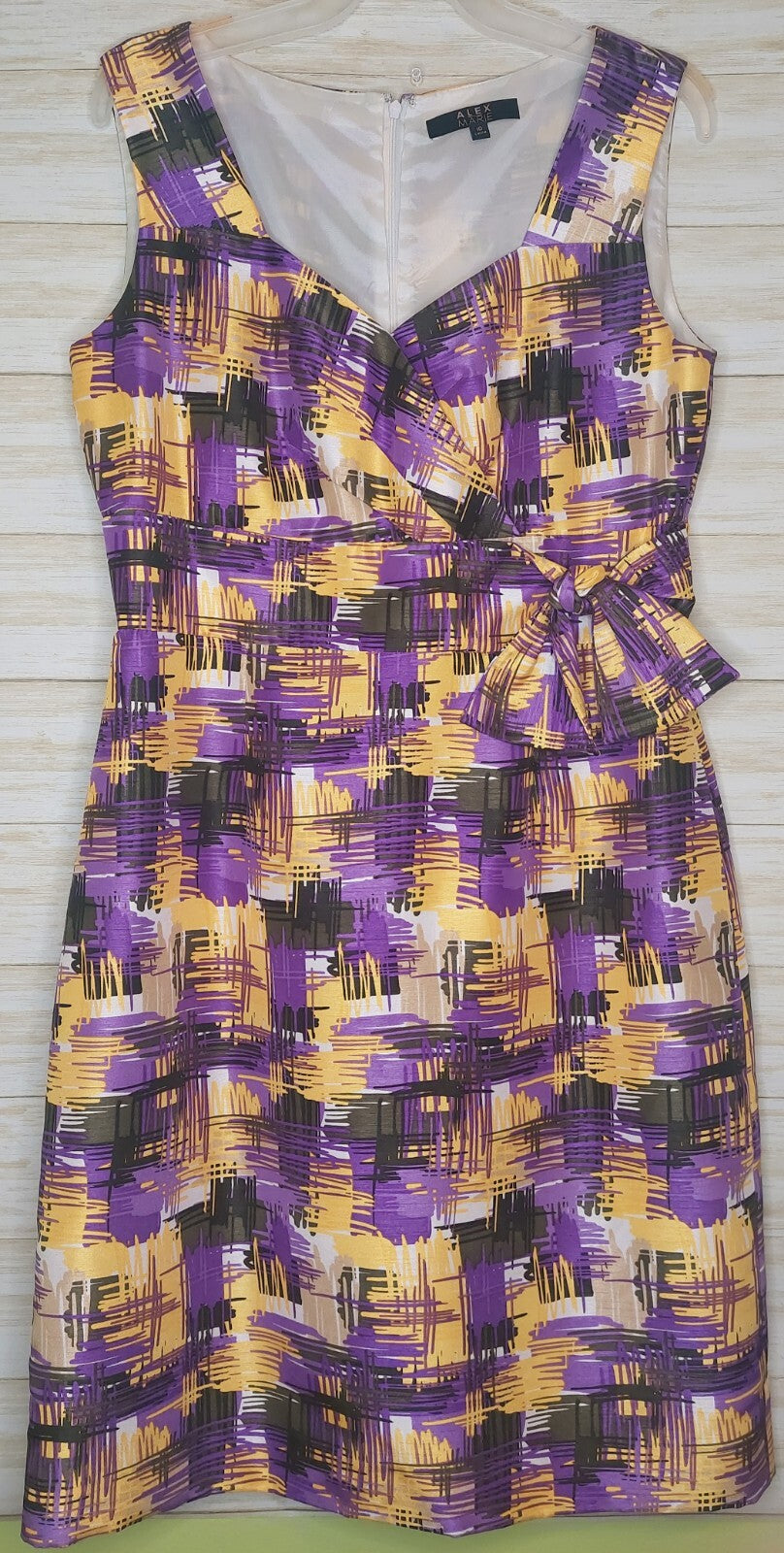 Alex Marie Bora Bora V Neck Bow Front Sheath Dress Women Size 10 MSRP $129