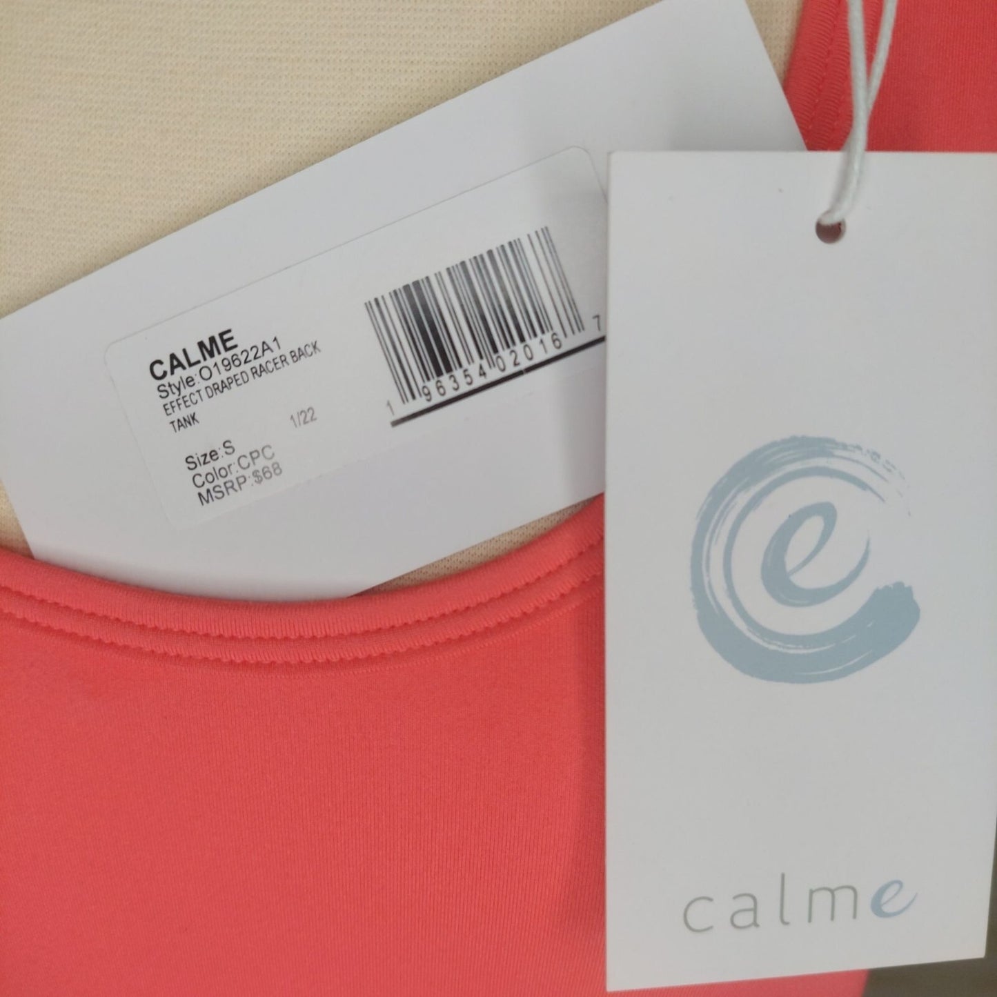 Calme By Johnny Was Womens Effect Draped Racer Back Tank Coral Pink Size Small
