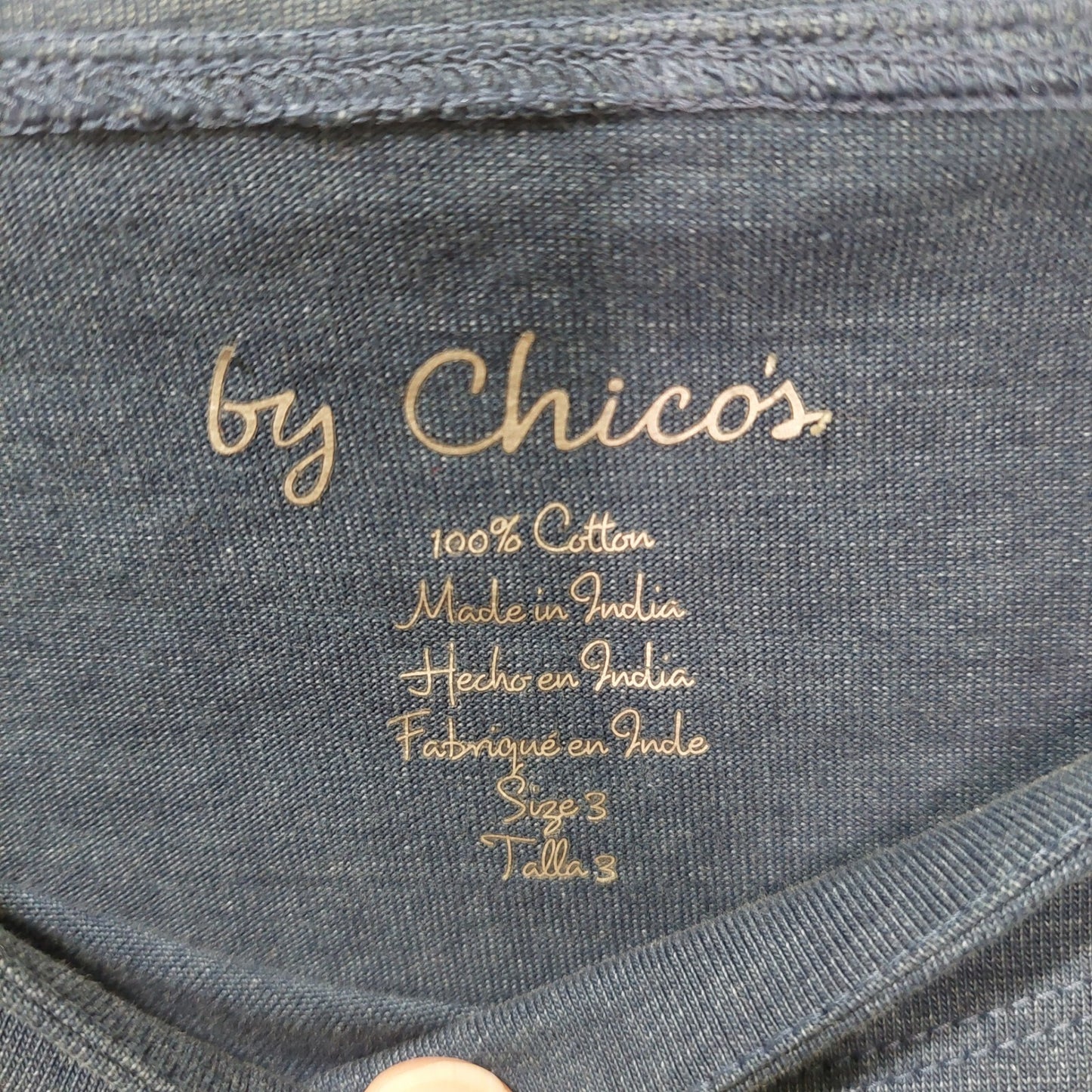 Chicos Women's Top Size 3 (XL/16) Blue~Rope Tie~ Nautical~Fringe~Boho Beachy