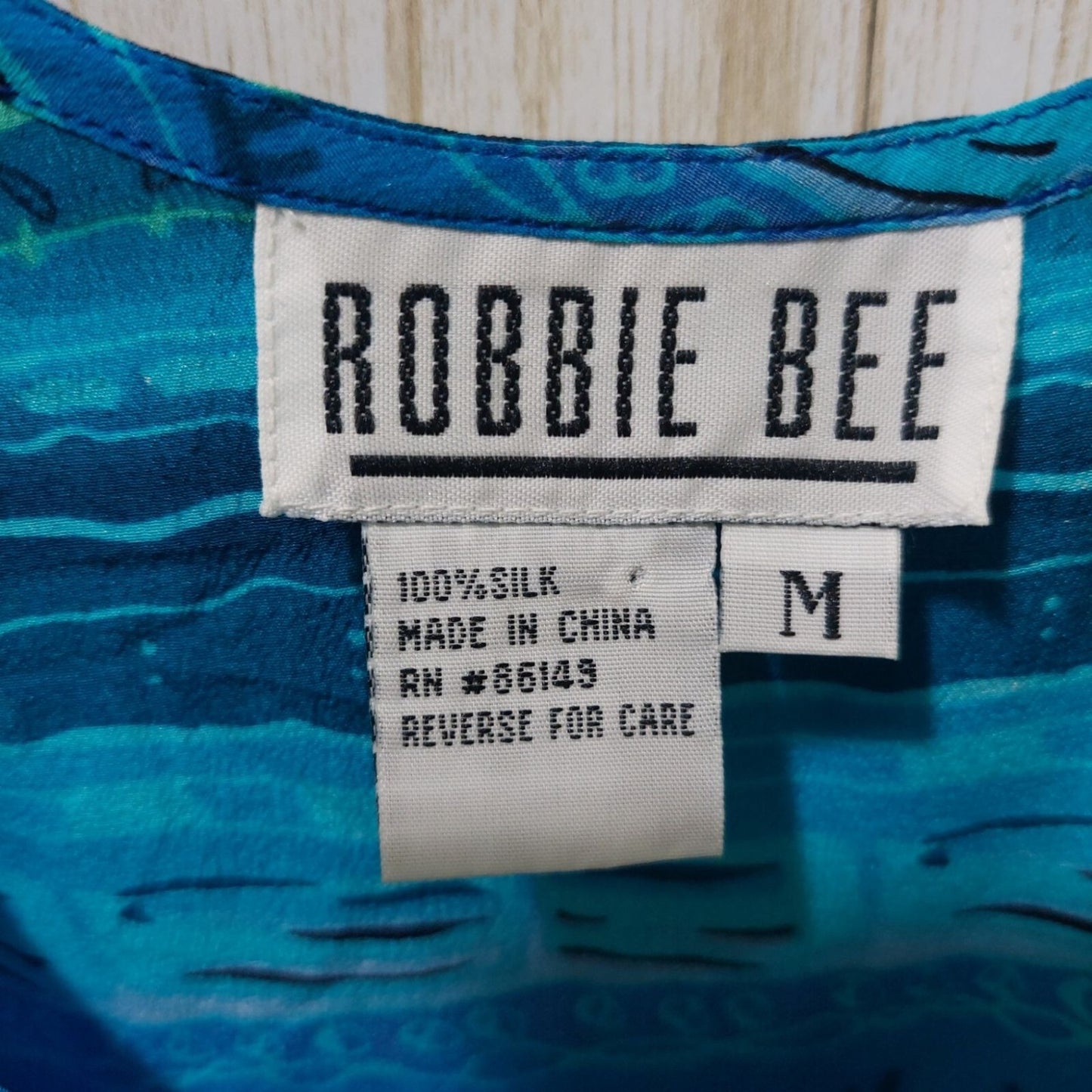 Robbie Bee Womens Blue Patterned 100% Silk Sleeveless Top Medium~ Lightweight