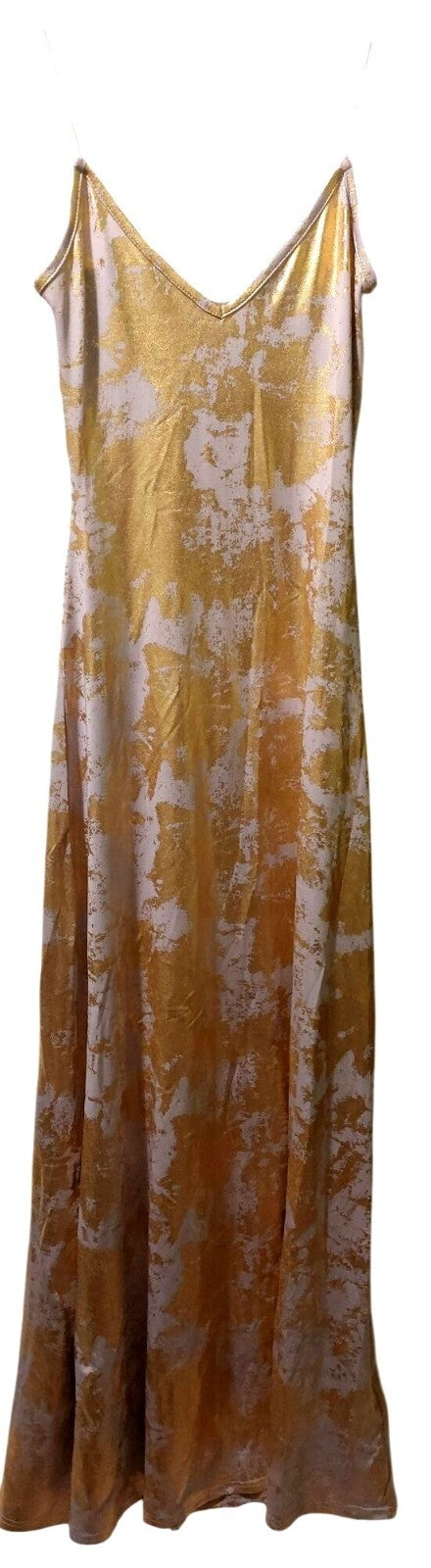 NWT Commense Metallic Print Backless Maxi Dress Size XS