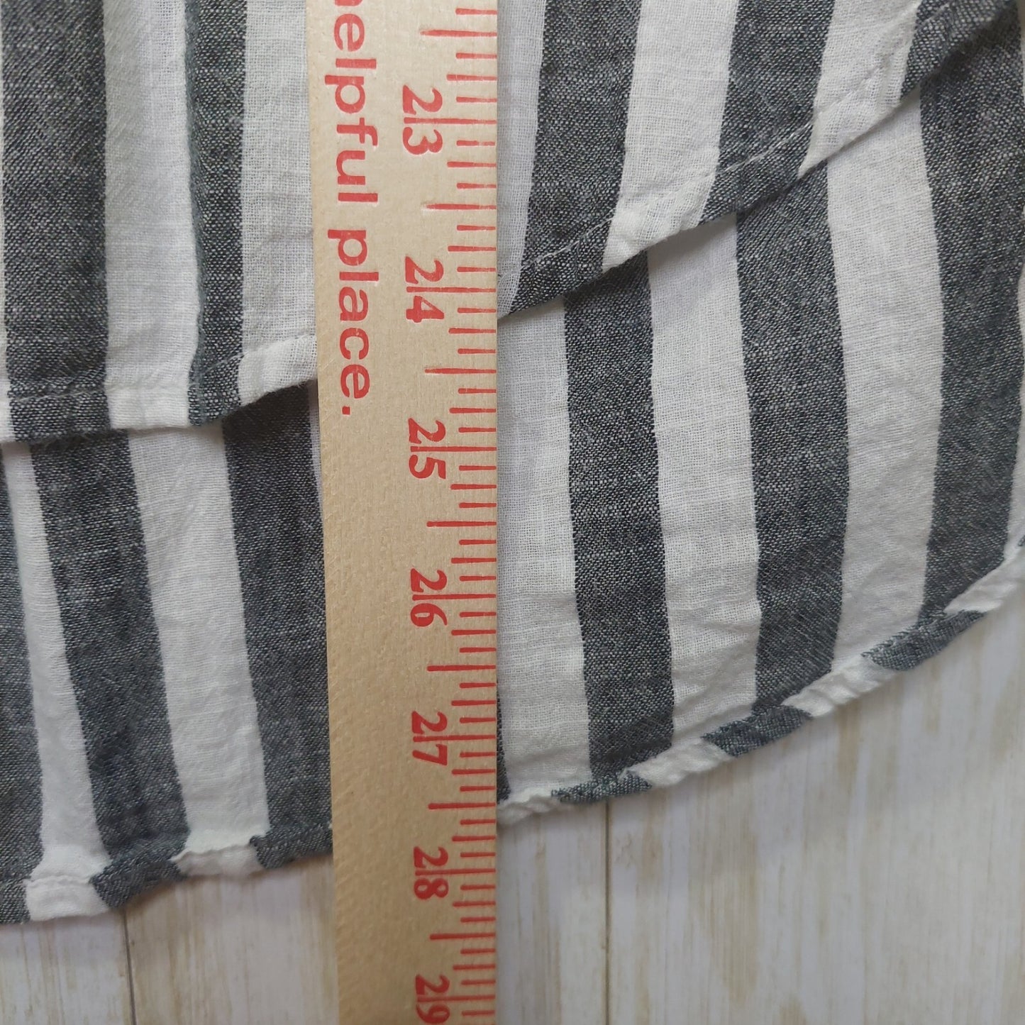 Lucky Brand Top Womens Med. Gray Striped Button Up Roll Tab Long Sleeve