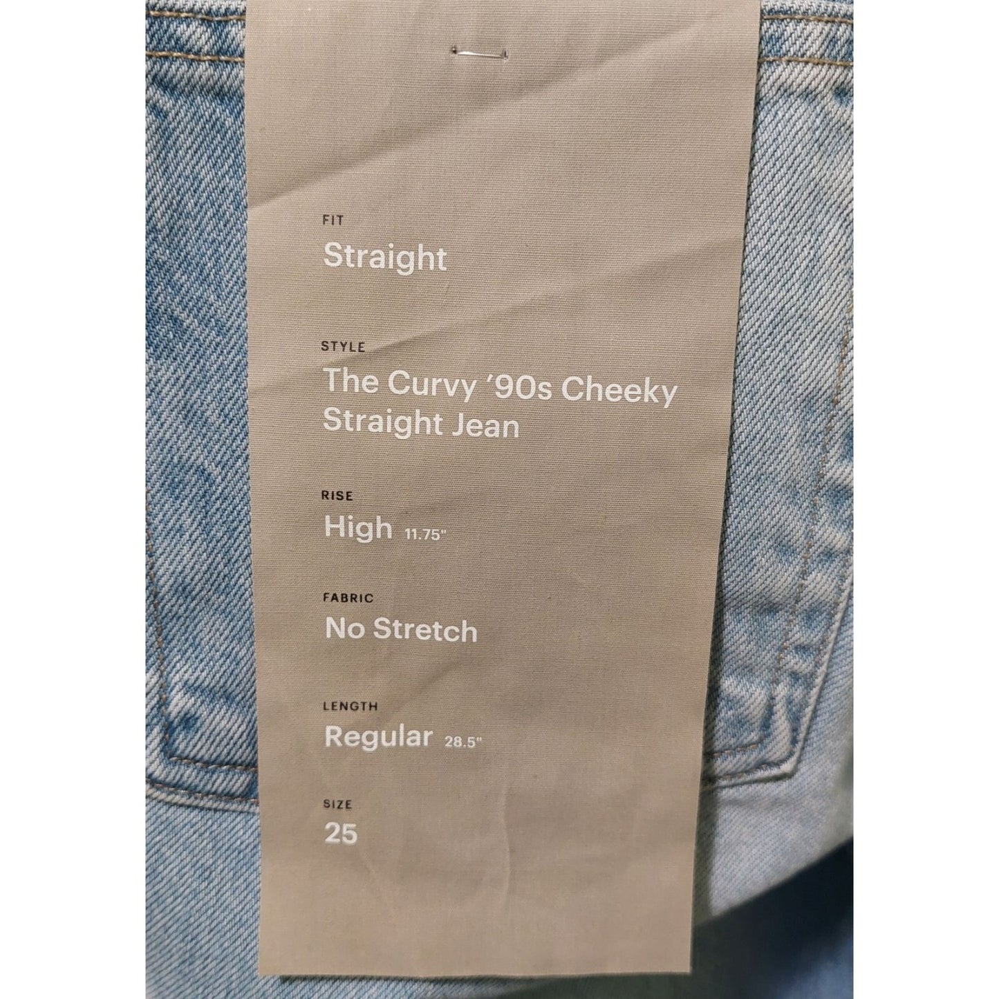 Everlane Women's Curvy '90s Cheeky Straight Jeans High Rise Sunbleached Sz 25