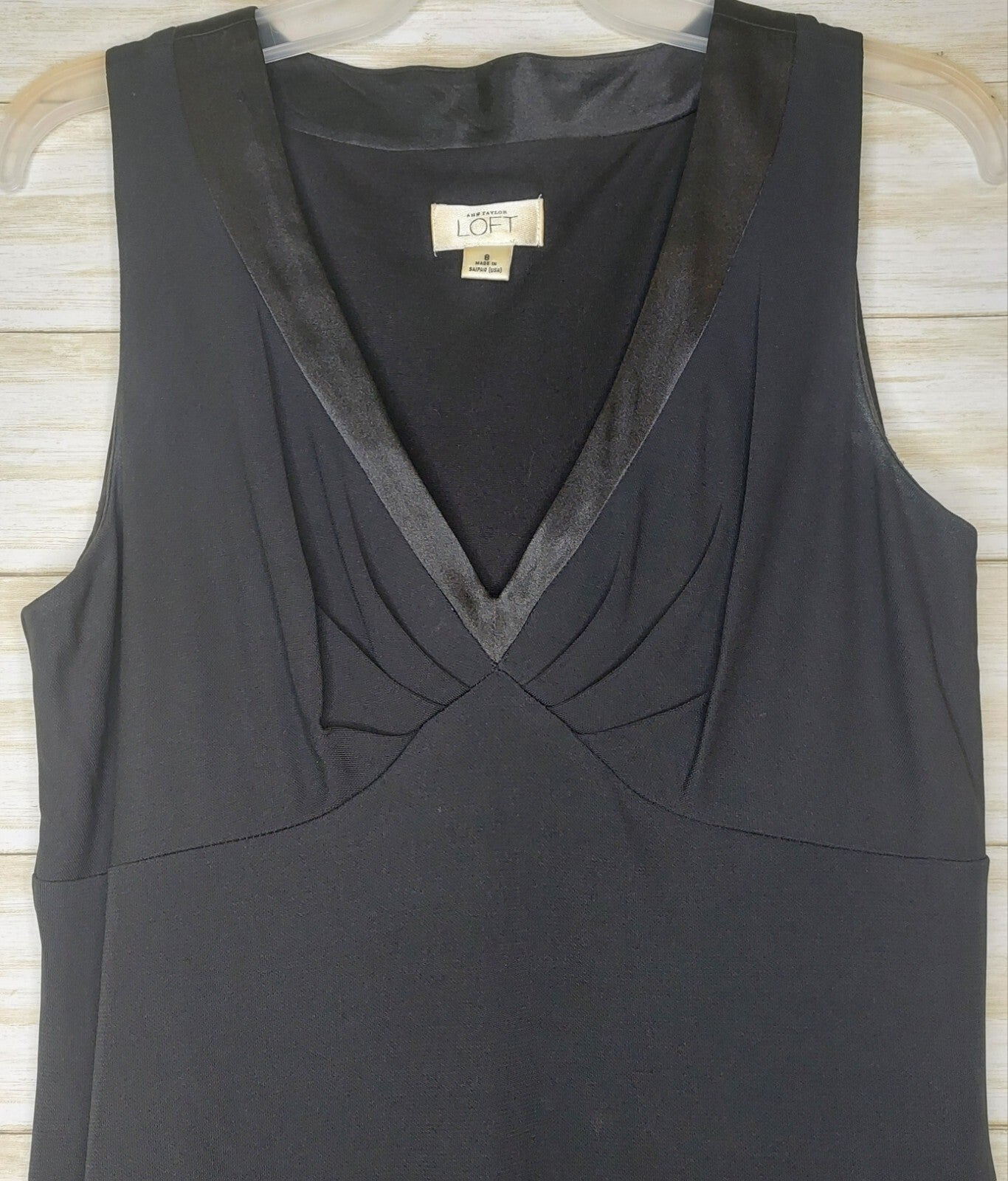 Ann Taylor LOFT Dress A-Line Women's Size 8 Black Sleeveless LBD V-Neck