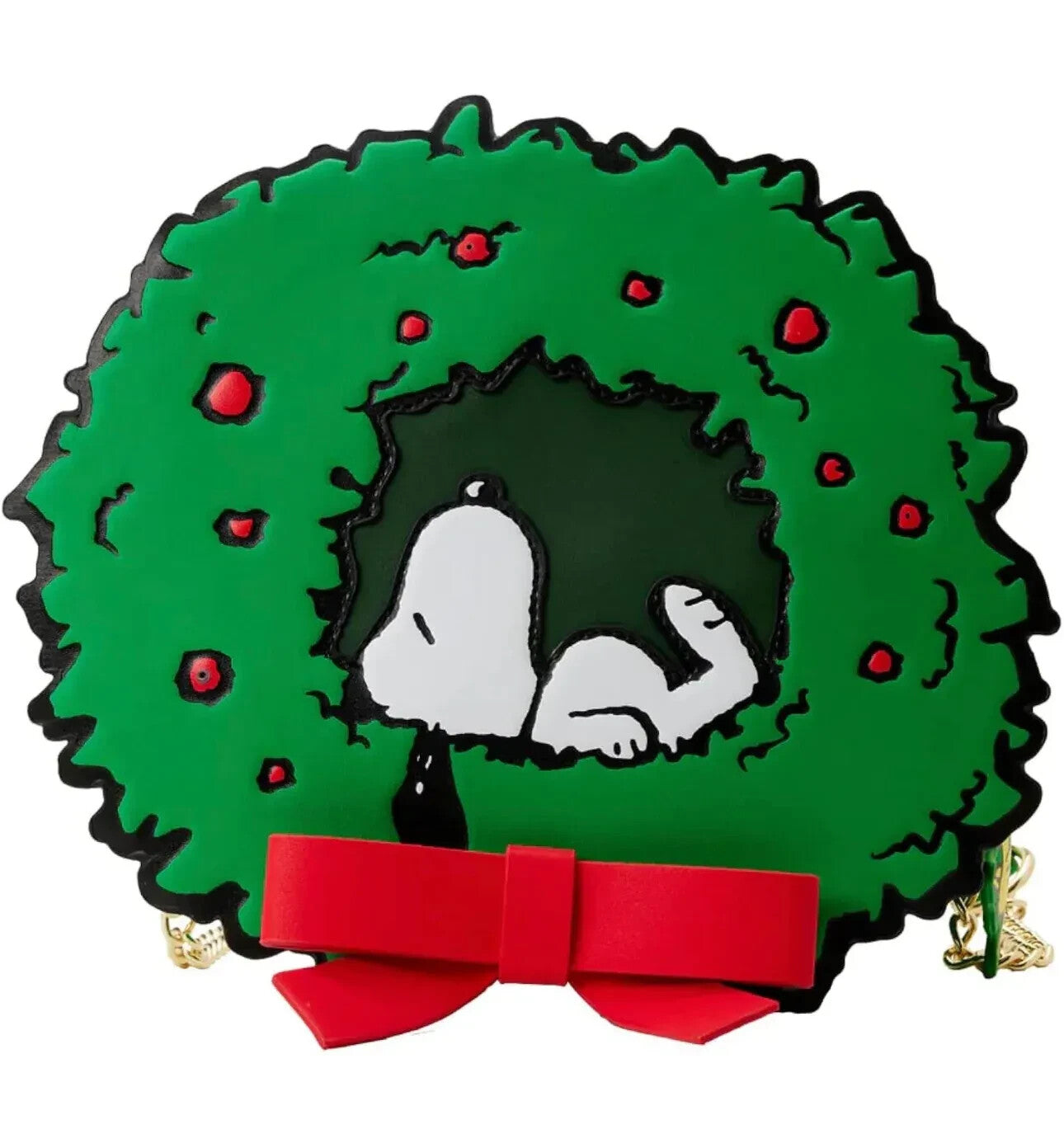 NWT Peanuts Loungefly Light-Up Snoopy Holiday Wreath Crossbody W/ Woodstock