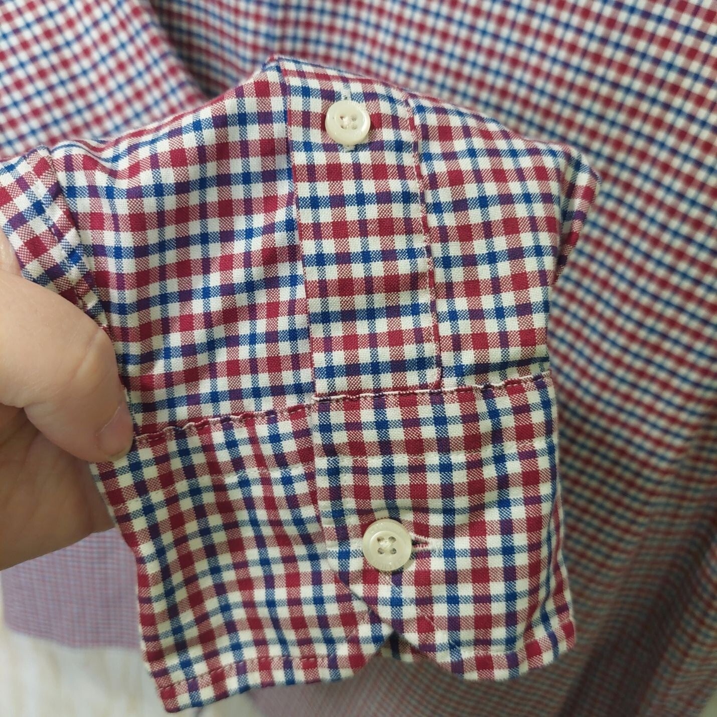 Cremieux Collection Men's Red & Blue Gingham Button Up Long Sleeve Shirt Size XL