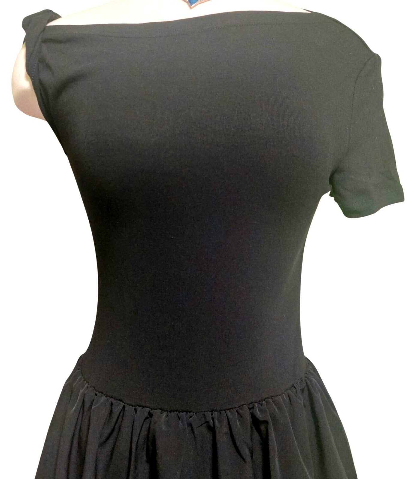 NWT Commense Women's Black Maxi Dress Short Sleeves Size Medium~Stretch Top
