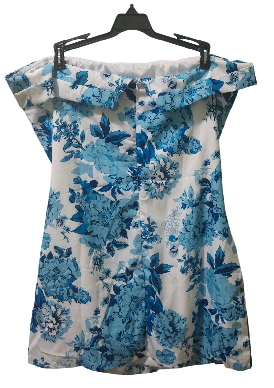 NWT Commense Women's Blue Floral Fold Over Strapless Dress XL