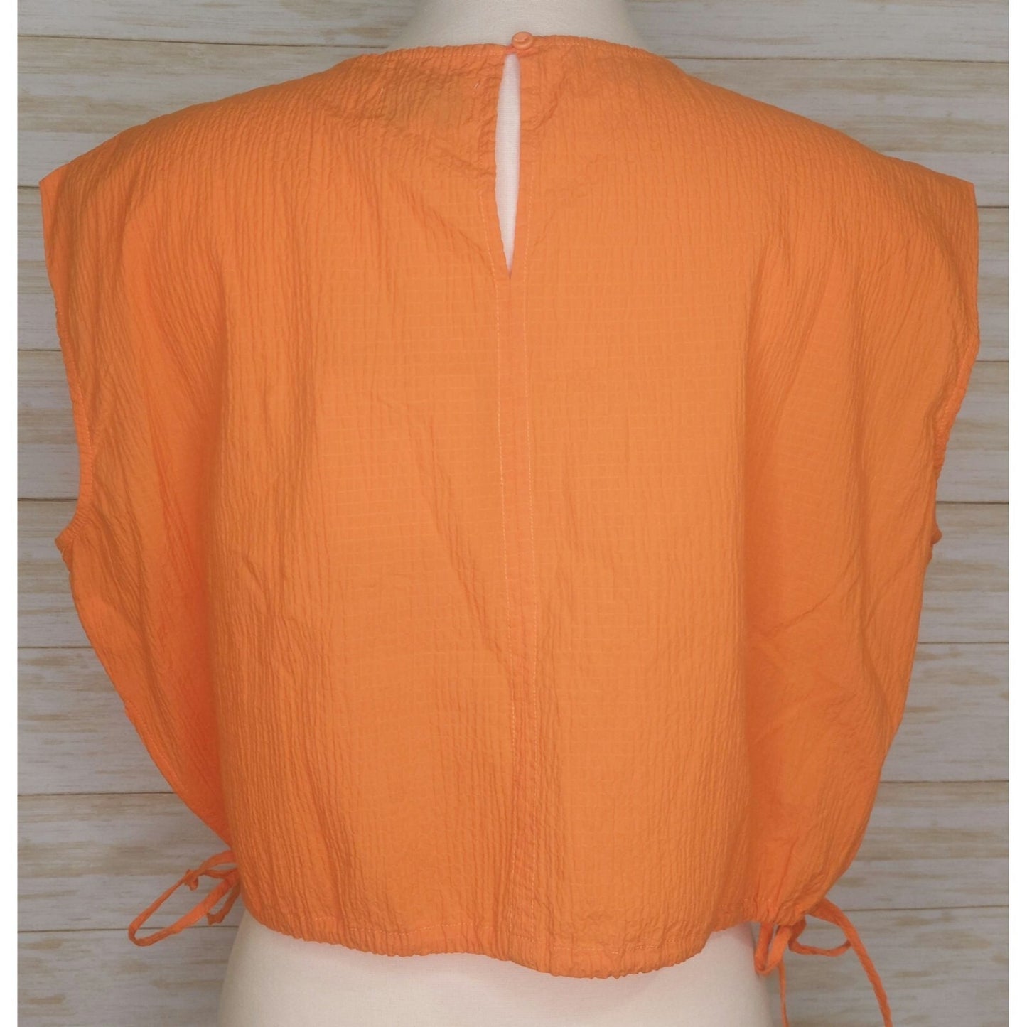Pistola Womens Golden Orange Sleeveless Crop Top~Side Ties~Textured Fabric~Small