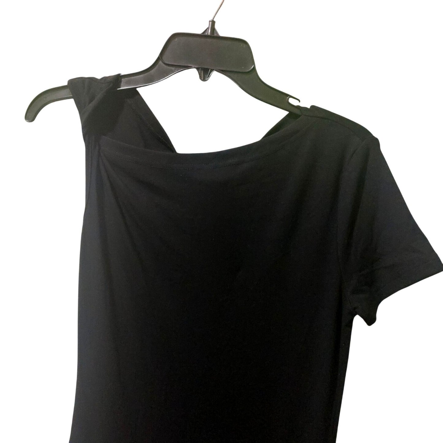 NWT Commense Black Maxi Dress Short Sleeves Size Medium~Stretch Top~Pockets