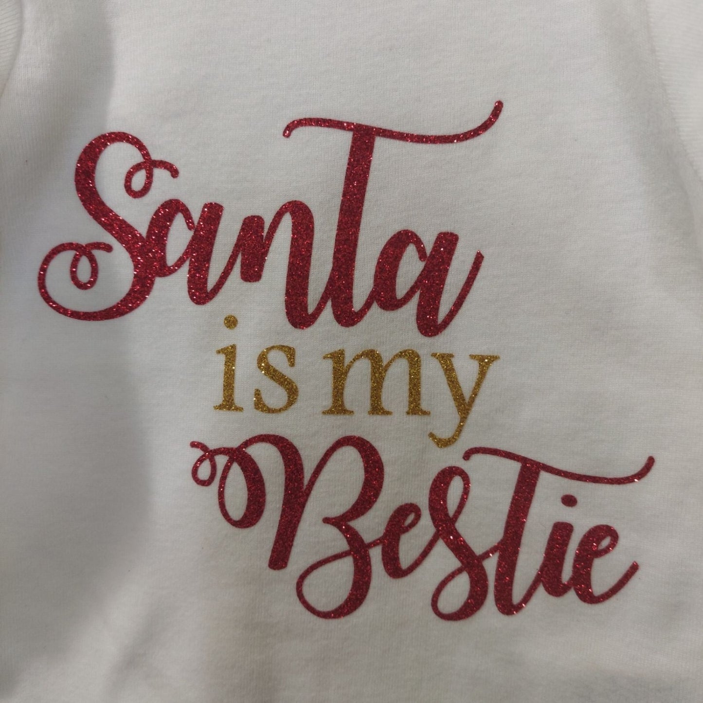 NEW Santa Is My Bestie Baby Long-Sleeve Sleeper/Bodysuit/One Piece 3-6M