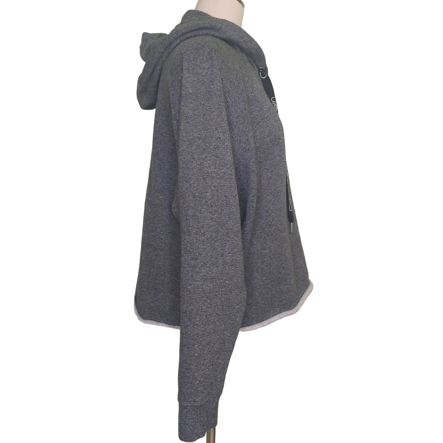 Calvin Klein Women's Gray Cut Off Hoodie Sweatshirt Size XXL Cozy