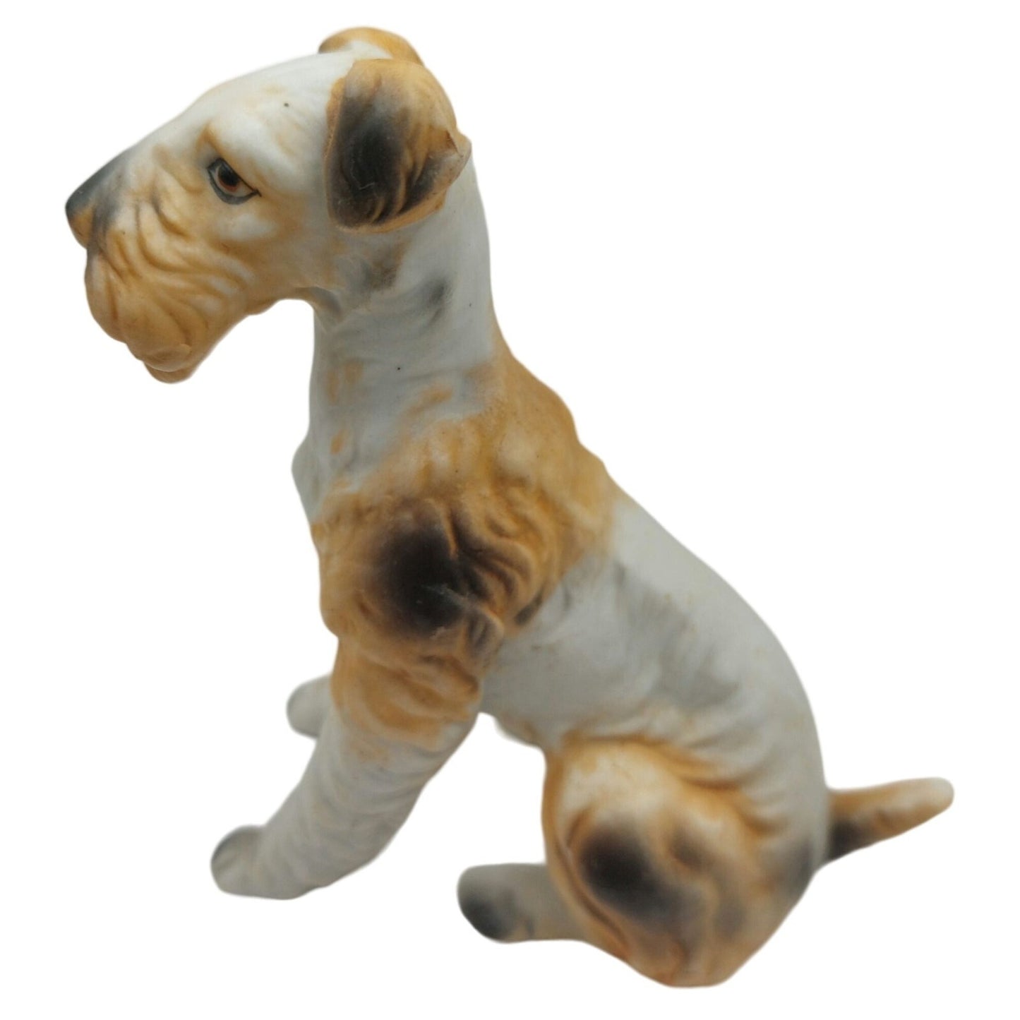 Vintage Porcelain Wire Haired Terrier Dog Figurine 4" Hand-Painted Made In Korea