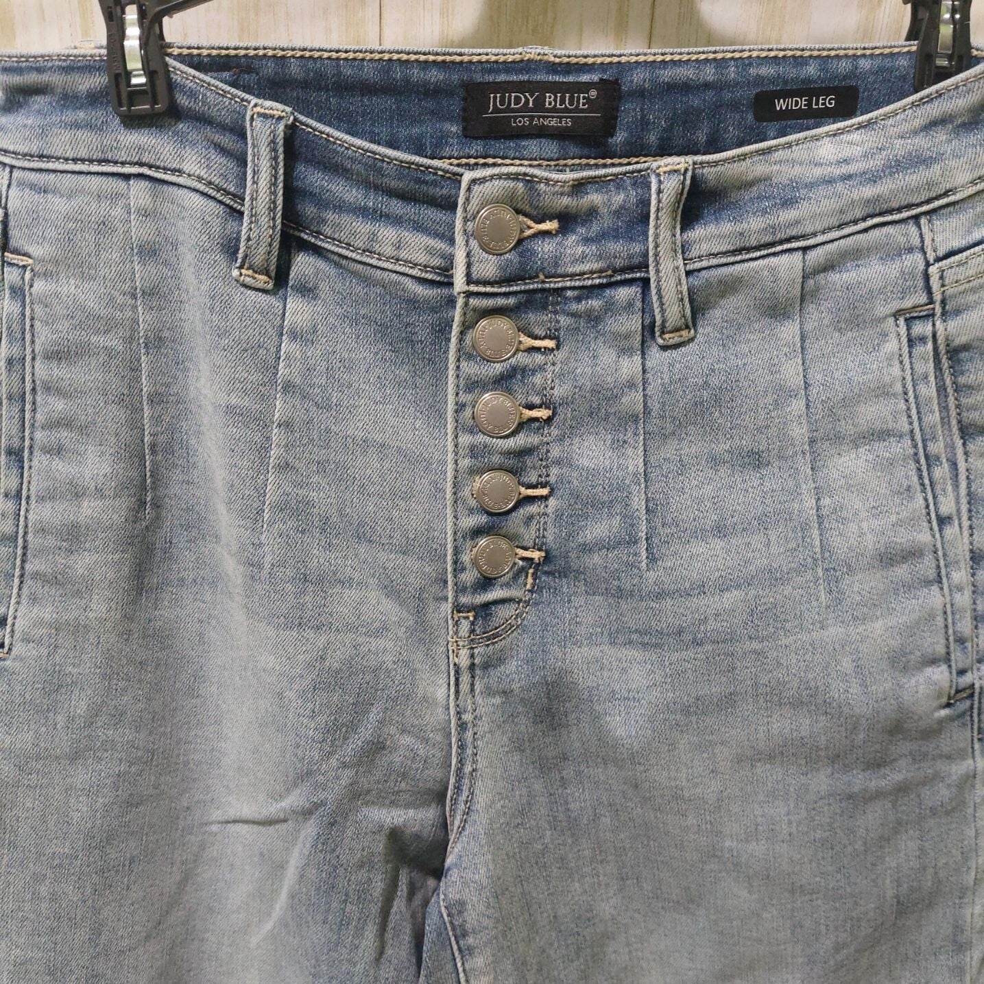 Judy Blue Womens Wide Leg Button-Fly Light Wash Denim Jeans Size 5/27