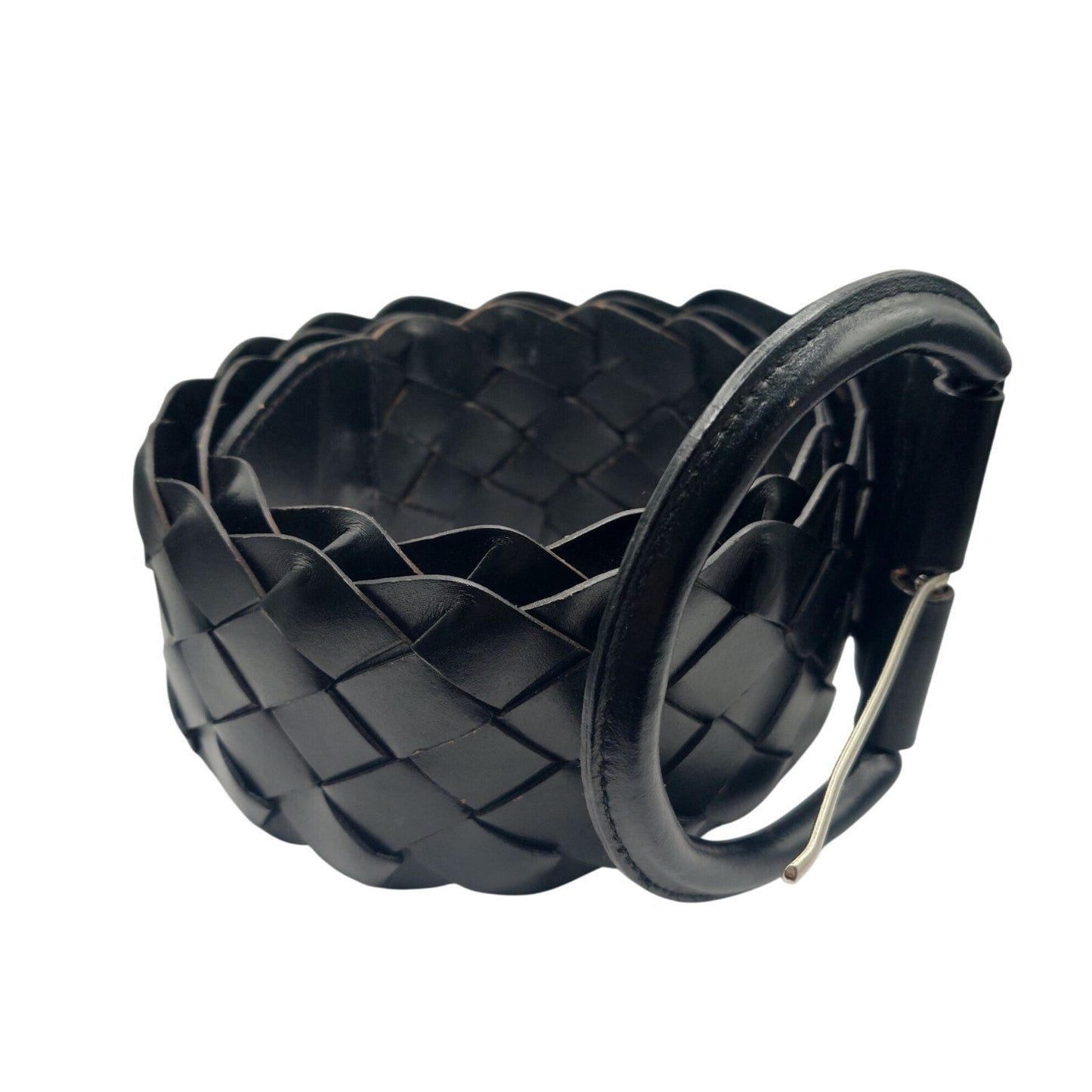 New York & Company L/XL Black Braided Leather Belt