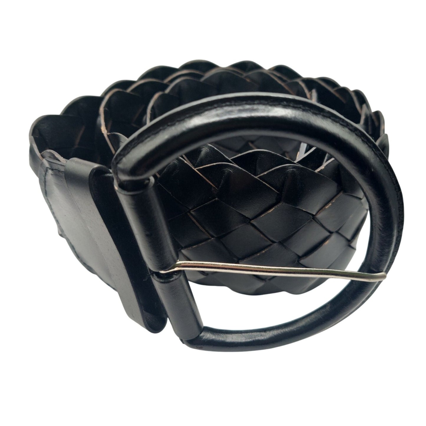 New York & Company L/XL Black Braided Leather Belt