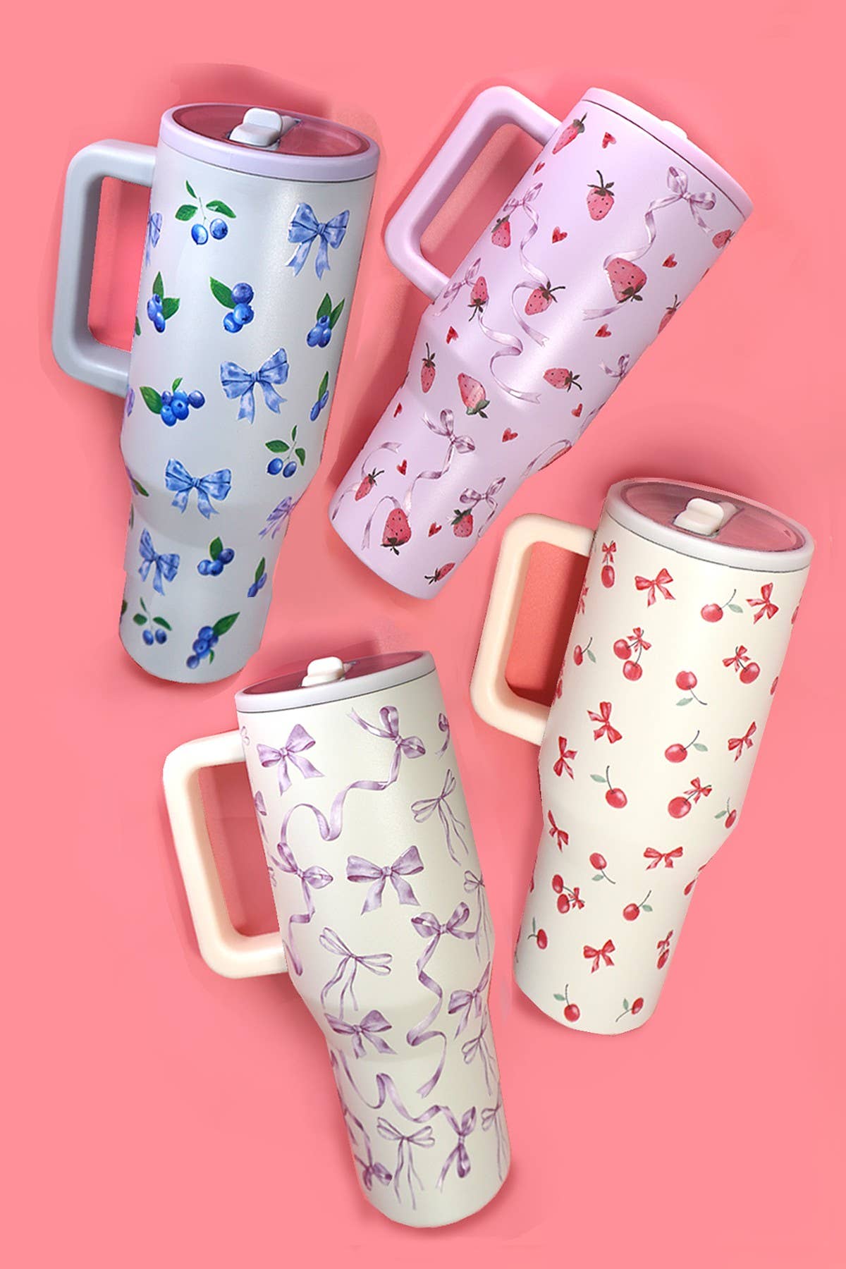 40oz SPILL FREE STAINLESS STEEL VACUUM TUMBLER | DT1206UV: CHERRY CREAM