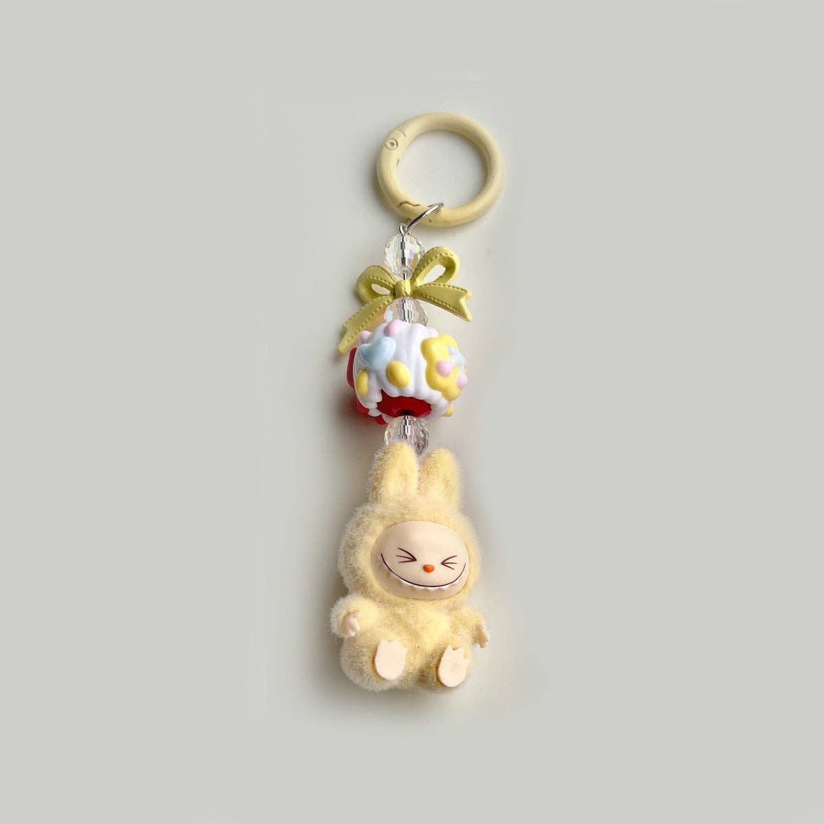 Flocked Mini Labubu candy Keychain bag pendant: Blue