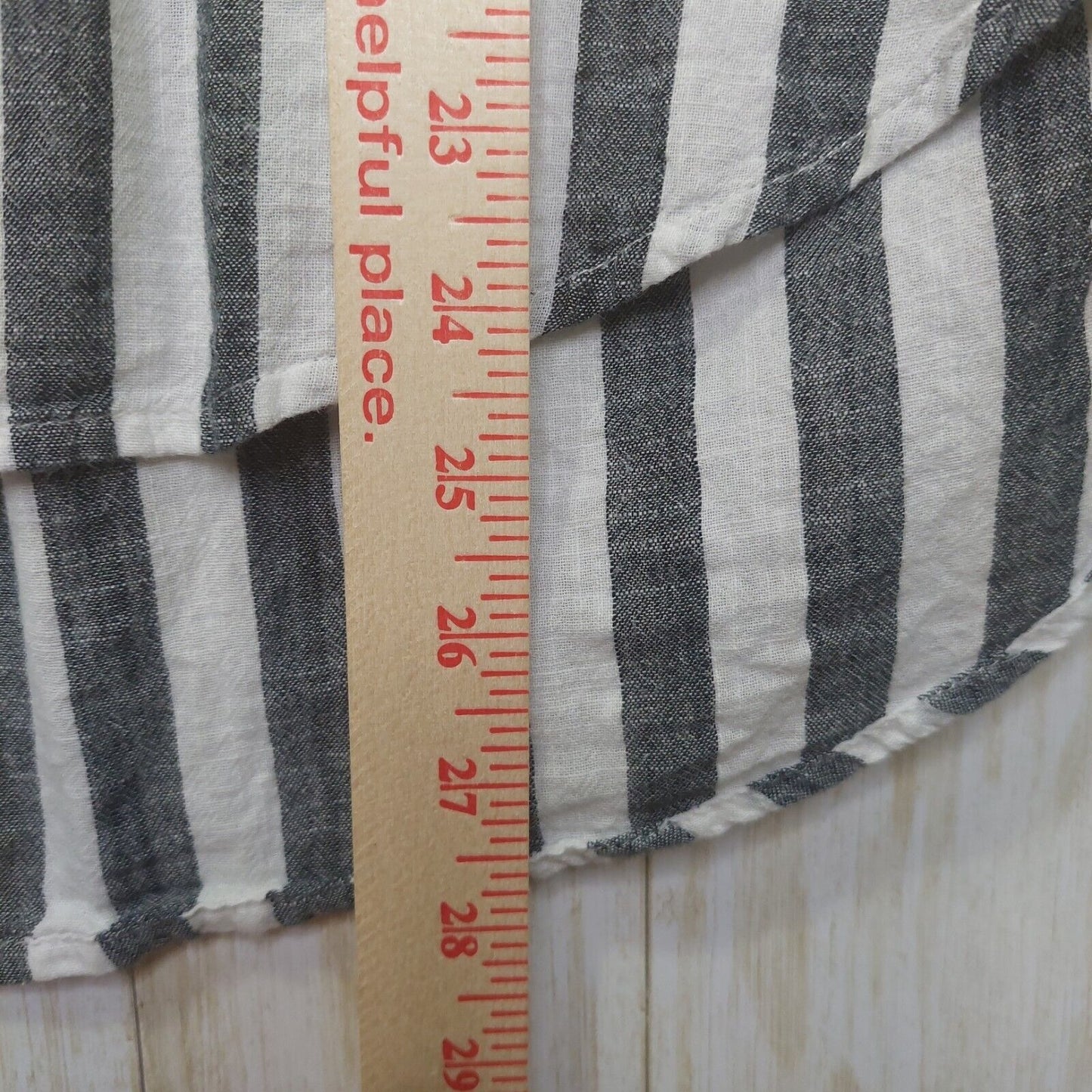Lucky Brand Women's Gray & White Striped 100% Cotton Button-Down Shirt~Medium
