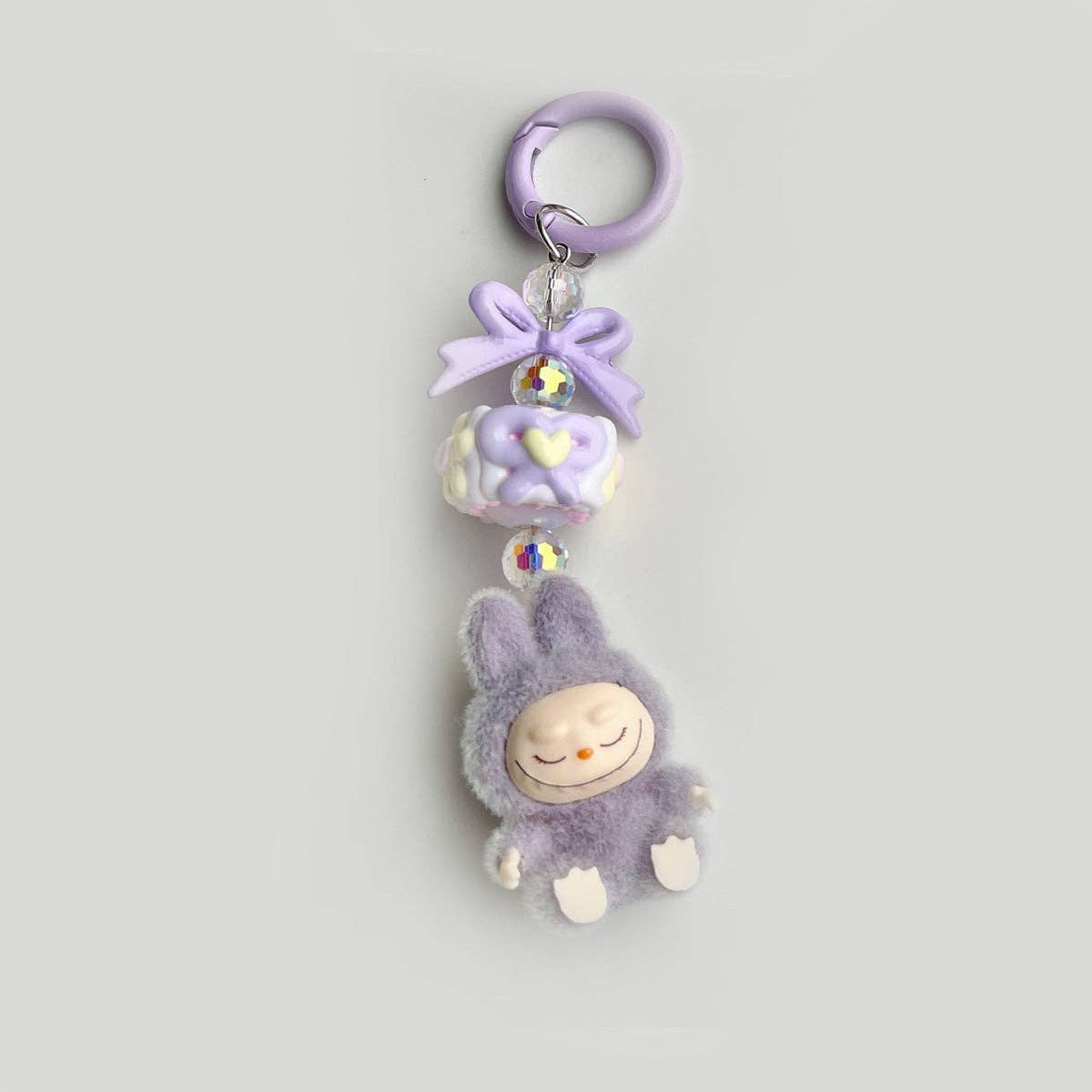 Flocked Mini Labubu candy Keychain bag pendant: Blue