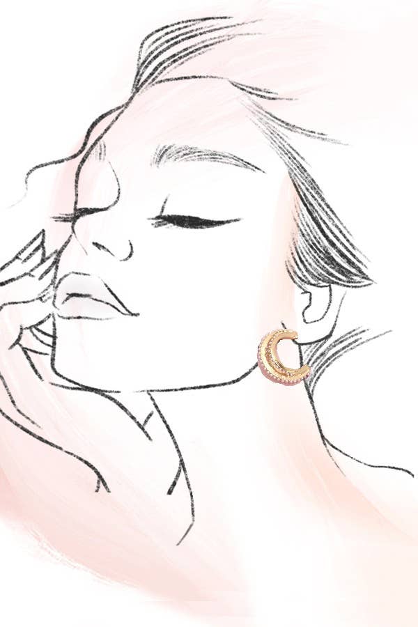 3 ROW PEARL HOOP EARRINGS GOLD TONE