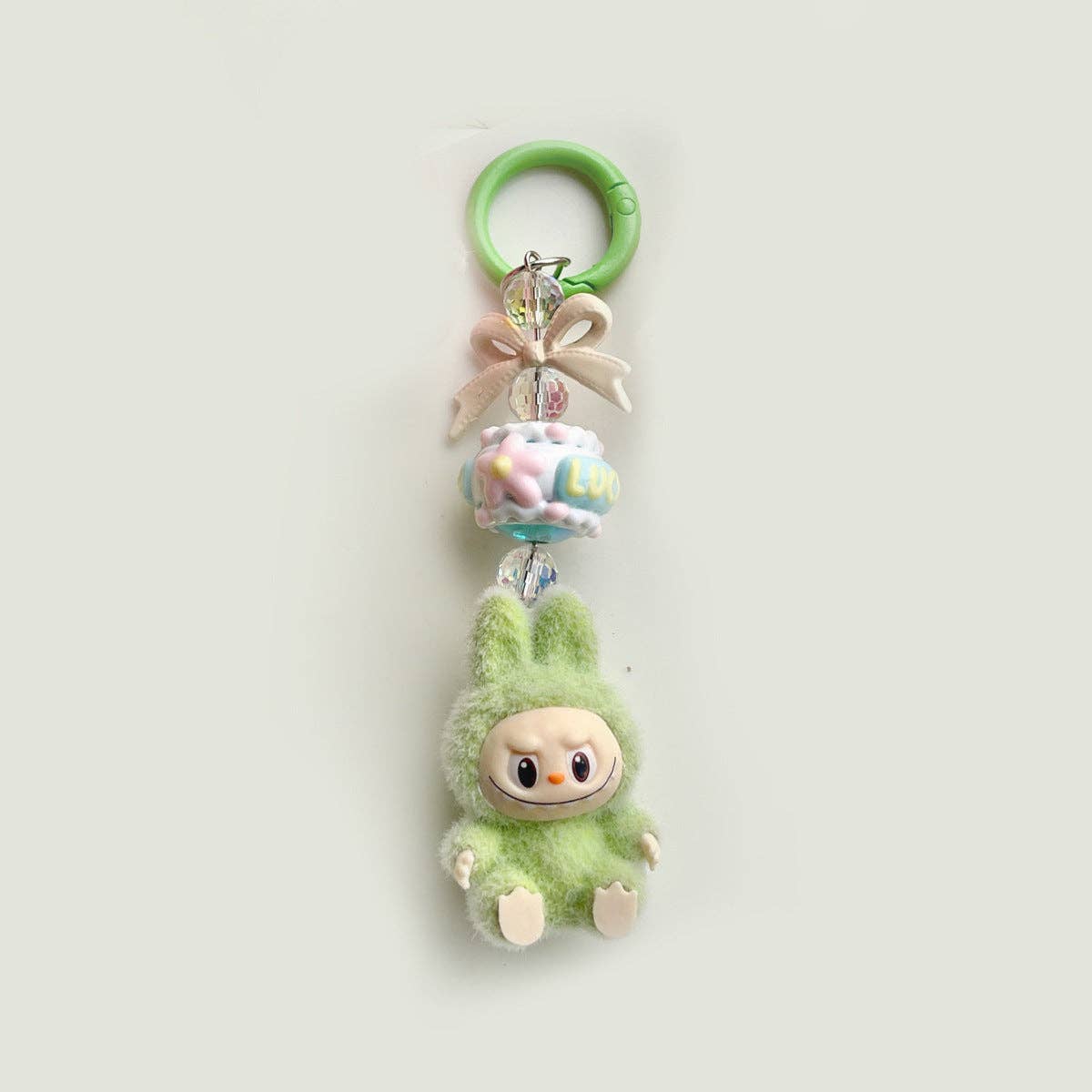 Flocked Mini Labubu candy Keychain bag pendant: Blue