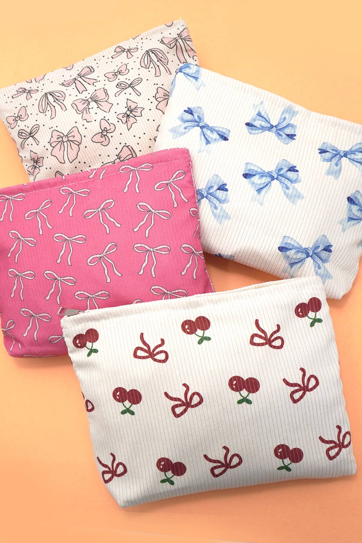 TRAVEL BOW CHERRY COSMETIC MAKEUP POUCH BAG | 40P553: BOW CHERRY