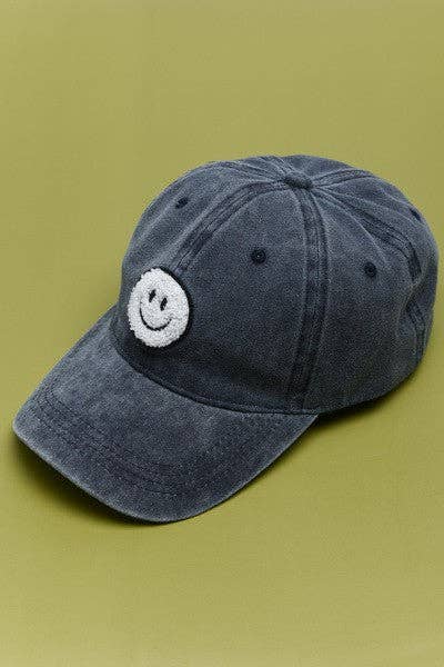 WASHED SHERPA HAPPY FACE BASEBALL CAP 40HW703: WASHED FUCHSIA