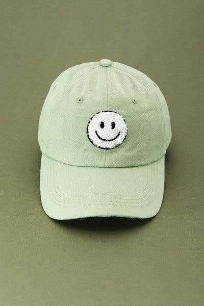 WASHED SHERPA HAPPY FACE BASEBALL CAP 40HW703: WASHED FUCHSIA