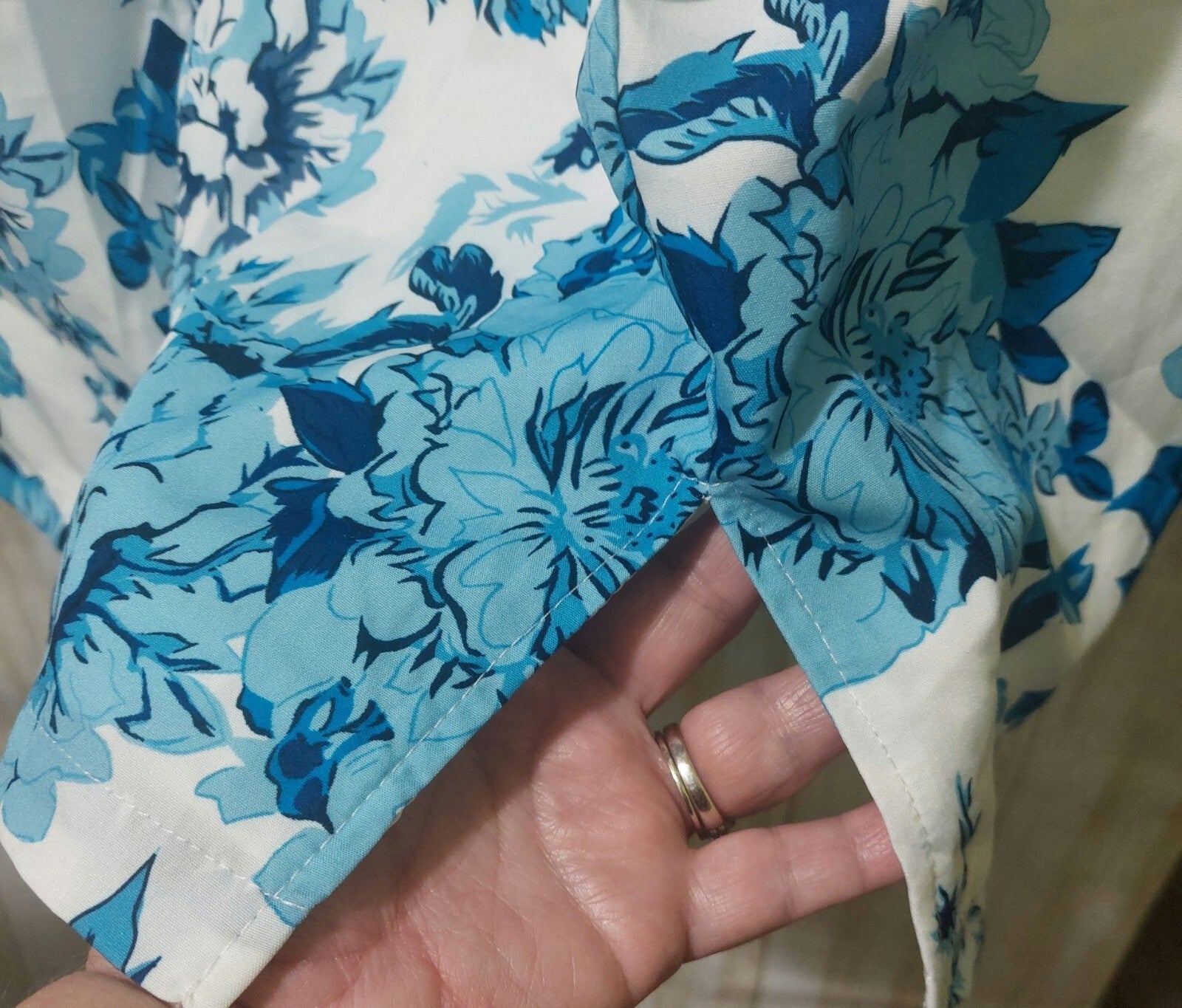 NWT Commense Women's  Blue Floral Fold Over Strapless Dress XL