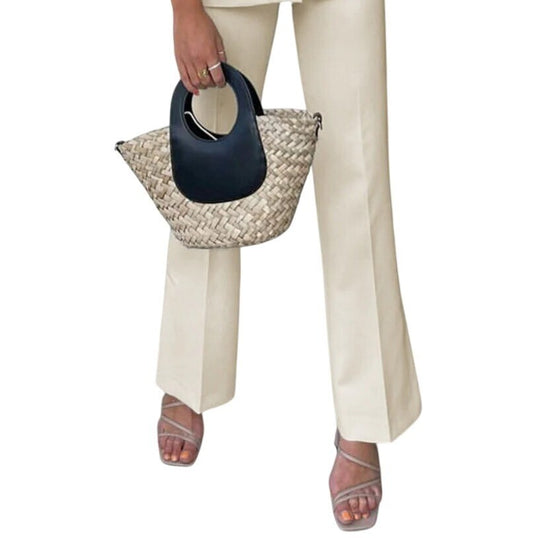 NWT Commense Womens Cream Slit Ankle Pants Size Small~Soft Material~Dressy