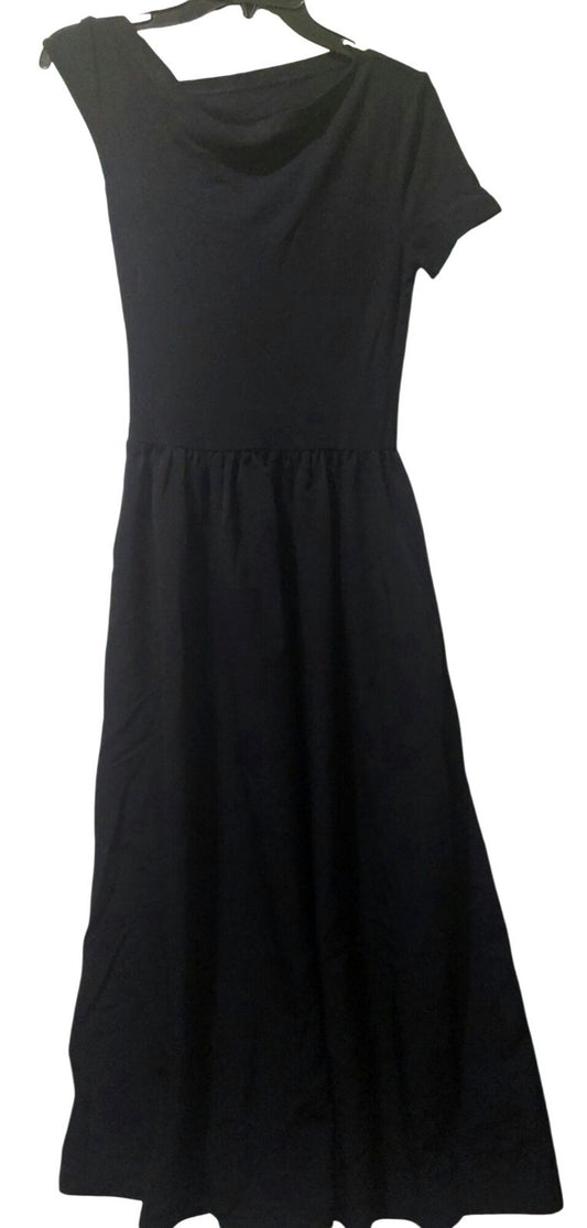 NWT Commense Women's  Black Maxi Dress Short Sleeves Size Medium~Stretch Top