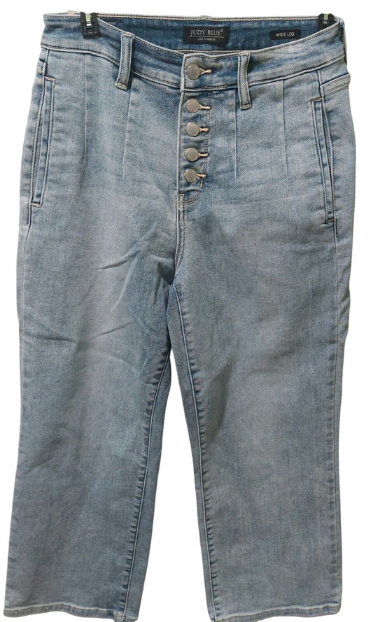 Judy Blue Womens Wide Leg Button-Fly Light Wash Denim Jeans Size 5/27