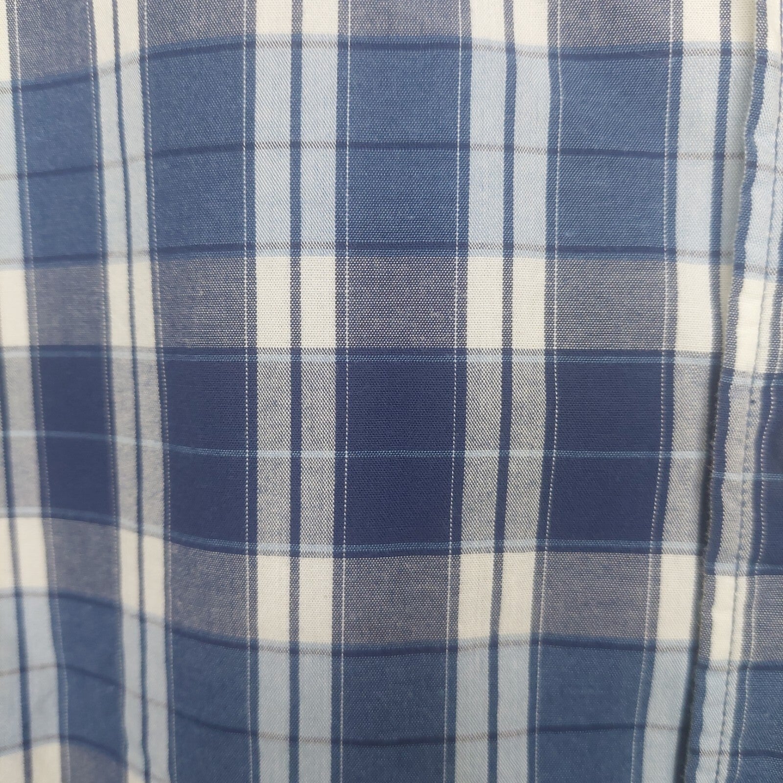 J. CREW Men's Cotton Shirt Blue/White Plaid Button Up Size XL