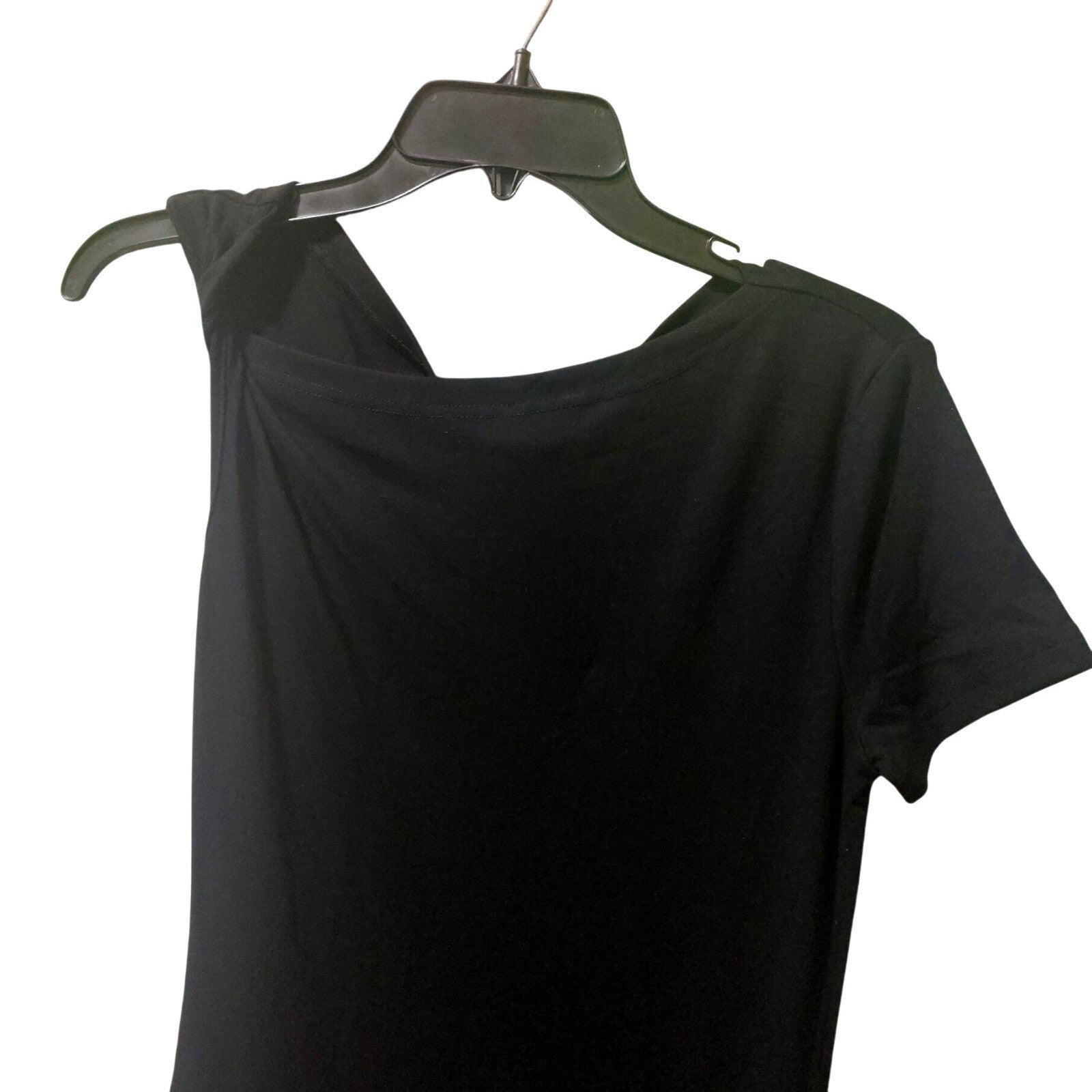 NWT Commense Black Maxi Dress Short Sleeves Size Medium~Stretch Top~Pockets