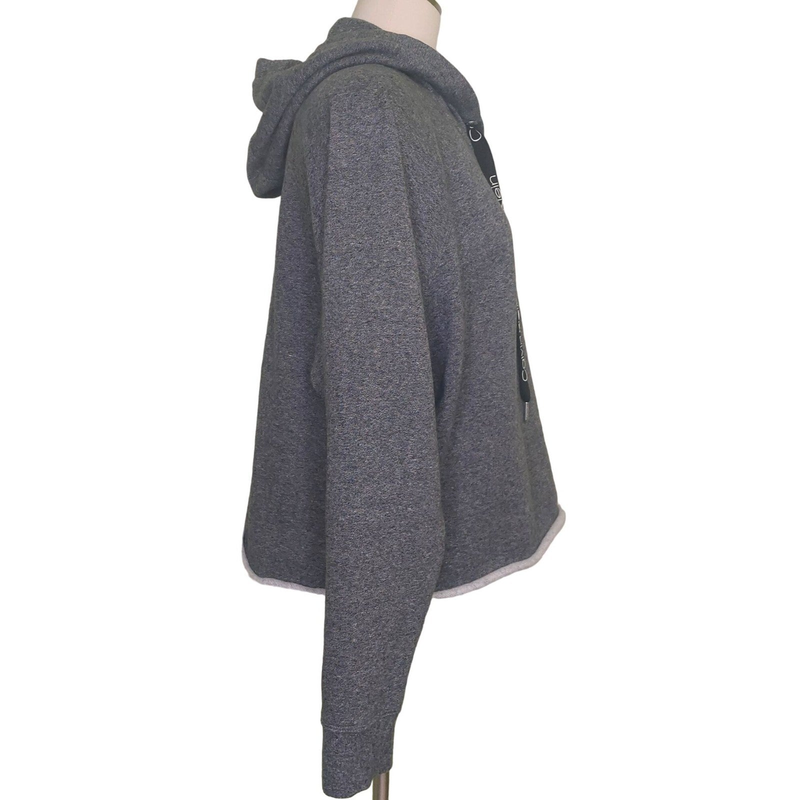 Calvin Klein Women's Gray Cut Off Hoodie Sweatshirt Size XXL Cozy