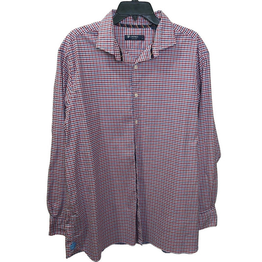 Cremieux Collection Men's Red & Blue Gingham Button Up Long Sleeve Shirt Size XL