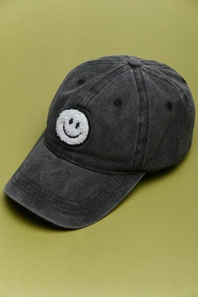 WASHED SHERPA HAPPY FACE BASEBALL CAP 40HW703: WASHED FUCHSIA