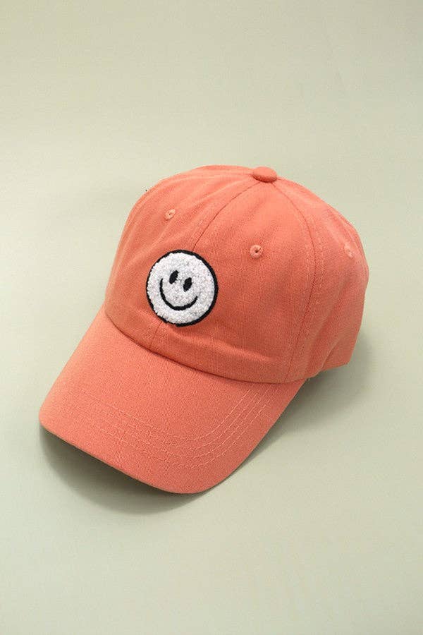 WASHED SHERPA HAPPY FACE BASEBALL CAP 40HW703: WASHED FUCHSIA