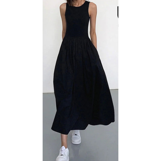 Commense Womens Black Sleeveless Maxi Dress With Pockets ~Size Medium