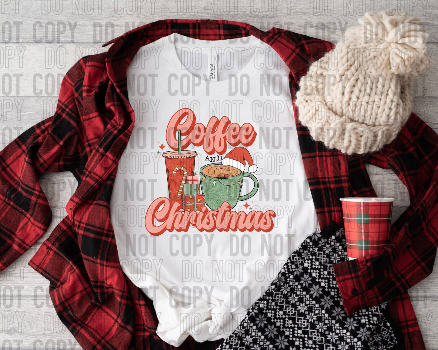 COFFEE AND CHRISTMAS TRANSFER - DTF Transfer: Adult