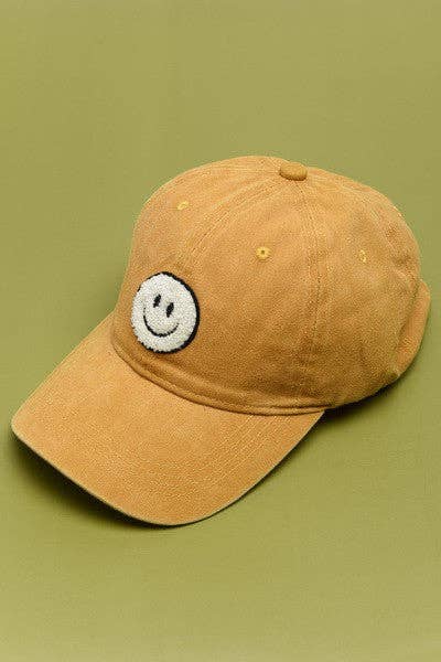 WASHED SHERPA HAPPY FACE BASEBALL CAP 40HW703: WASHED FUCHSIA